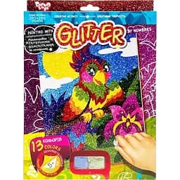 Раскраска глитерными блестками по номерам Danko Toys Попугай РГН-02-04 мини 20.5х26 см