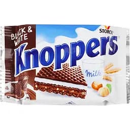 Вафли Knoppers черно-белые 25г