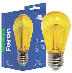 Лампа світлодіодна Feron LB-371 1Вт E27 жовта прозора (1899)