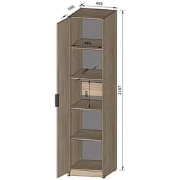 Шафа-пенал з полицями для одягу Moreli Forte F-0013 у стилі Loft 483х2107х590 мм Дуб Аппалачі - мініатюра 2