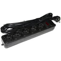 Фильтр сетевой Gembird, 5 розеток, 4.5 м, черный, 10А, до 2.2 кВт, выключатель, заземление, 3x0.75 мм² (SPG5-G-15B)