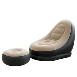 Надувне садове крісло з пуфиком Air Sofa Comfort велюрове 76х130 см