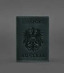 Кожаная обложка для паспорта с австрийским гербом зеленая Crazy Horse