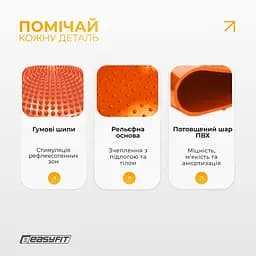 Балансувальна масажна подушка EasyFit помаранчева з насосом (сенсомоторний масажний диск для тренування рівноваги та масажного впливу) - мініатюра 4