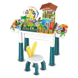 Столик с конструктором, HX839-84A, высота 42 см, 154 элемента, фигурки людей, стульчик