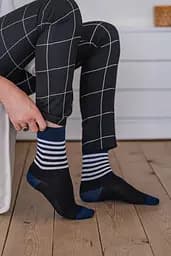 Носки с принтом полоски высокие бесшовные качественные ORGANIC cotton JILL ANTONY Синий, 39-41