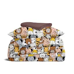 Дитяча постільна білизна в ліжечко SAFARI ANIMALS CS4, коричневий (AnimalsCinemaBrownGrey_100Chocolate_140)