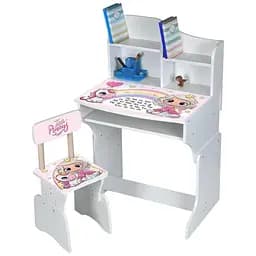 Дитяча парта DSM M 904-4 для навчання вдома і в школі з полицею для зберігання ергономічна біла