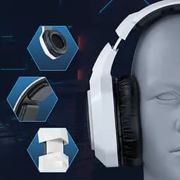 Геймерські ігрові Bluetooth навушники Onikuma B100 з висувним мікрофоном і LED підсвічуванням White - мініатюра 4