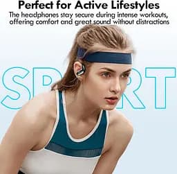 Бездротові навушники kurdene Bluetooth навушники Sport, навушники-вкладки з глибоким басом, 60 годин відтворення навушники - мініатюра 3