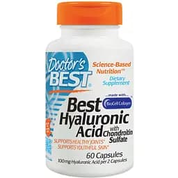 Гіалуронова кислота Doctor's Best Best Hyaluronic Acid + Chondroitin Sulfate with BioCell Collagen 60 капсул