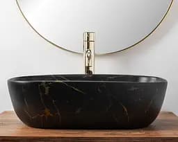 Умивальник Rea Belinda black marble mat накладний матовий REA-U8908, Чорний - мініатюра 3