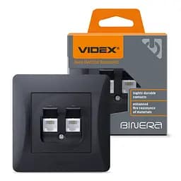 Розетка Videx Binera CAT6+CAT3 подвійна чорний графіт (VF-BNSK2PC6TF3-BG)