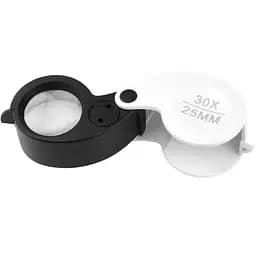 Лупа ювелирная NO 92530 30-кратная складная с подсветкой диаметр 25 мм