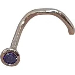 Золота сережка-пірсинг Dear в ніс Dear з фіанітом. 1024.1 Фіолетовий