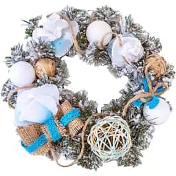 Вінок Yes! Fun Біла троянда 15 см засніжений з прикрасою (903771)