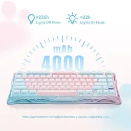 GravaStar Клавіатура механічна GravaStar Mercury K1 Lite 80keys, GravaStar x BSUN Grey, BT/WL/USB, Lumen Rose - мініатюра 2
