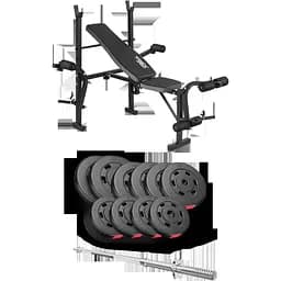 Набор Hop-Sport Premium 59кг со скамьей TX-055 и штангой