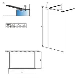 Душова перегородка Radaway Modo New Black I Frame 130 см профіль чорний 388134-54-58 - мініатюра 2