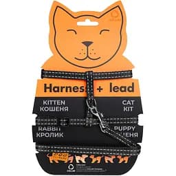 Шлея для котів з повідцем Dog Extremе 20-30х25-40х1/110 см чорний (42851)