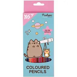 Олівці кольорові Yes Pusheen. Cheek двосторонні 12 шт. 24 кольори (290745)