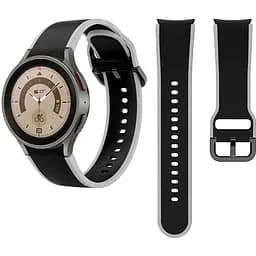 Ремінець для Samsung Galaxy Watch 4 44mm - чорно-сірий ширина кріплення 20мм силікон розмір L Watchbands Double Line (W12-4WB61286536)