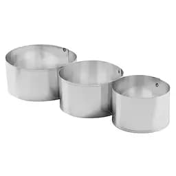 Набір круглих форм для викладки гарніра і салату (3 штуки в комплекті) Ø 10/8/6 см H 4.7 см (3 шт.), Kitchen Master Сріблястий 81772