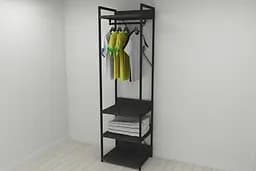 Шафа Гардероб Уні секція 3 серії Конект Ferrum-decor 220x60x50см Чорний метал ДСП Венге Магія 32 мм (FRD-104524)