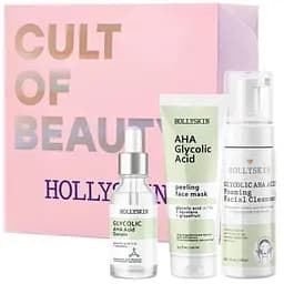 Набор косметики для лица Hollyskin Glycolic AHA Acid Intensive Care: Сыворотка 30 мл + Маска 100 мл + Очищающая пенка 150 мл