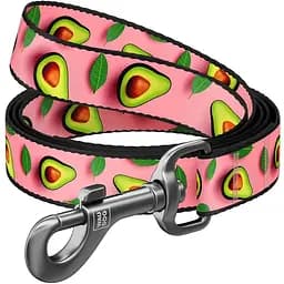 Поводок для собак Waudog Nylon нейлоновый, рисунок "Авокадо на розовом", S