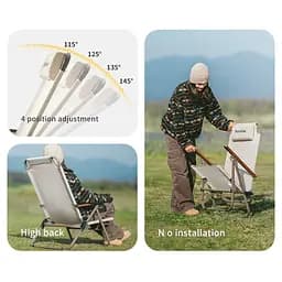 Крісло складане з регульованим нахилом Naturehike CNK2550JJ012 бежевий - мініатюра 12
