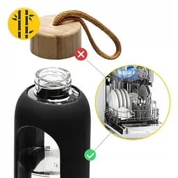 Пляшка для води 4FIZJO спортивна 750 мл скляна Black (P-5905973404174) - мініатюра 7
