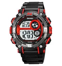 Чоловічий наручний кварцовий годинник Skmei 1887 (Чорний з червоним)