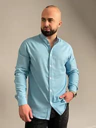 Сорочка чоловіча з льону 31322 XL блакитна