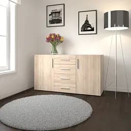 Комод для дома Flamecame с 2 дверцами и 4 ящиками из ДСП II FST-04 Дуб сонома