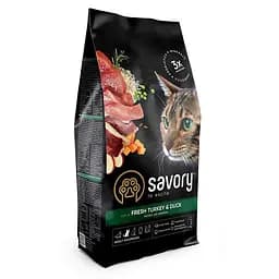 Сухий корм Savory Adult Cat Gourmand Fresh Turkey & Duck 2 кг для дорослих примхливих кішок (індичка та качка)