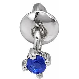 Серебряная моносерьга пуссета с фианитом. 3004.2С Синий