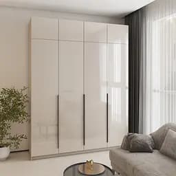 Шафа 4-дверна з антресоллю MebelStar Оскар Gloss BL-B, комплект полиць 200x52x260 см Кашемір/Кашемір (MBS-5560)