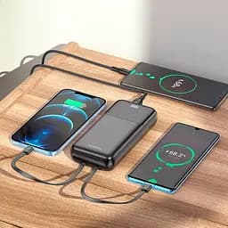 Зовнішній акумулятор із 2 кабелями Borofone BJ22A fully compatible with cable 20000mAh чорний - мініатюра 6