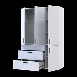 Шафа для одягу Doros Торн Білий 3 ДСП/3Ш (штанга) 135х51.6х200 (44900485) - мініатюра 3