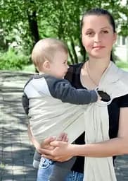 Слінг з кільцями для новонароджених малюків з народження до 36 місяців Coolbabka Бежевий - мініатюра 2
