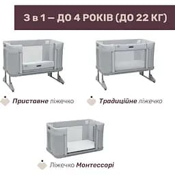 Дитяче ліжечко Chicco Next2Me Forever 3 в 1 сіре (79650.61) - мініатюра 4