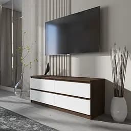 Тумба під телевізор Vays R-6 Венге Темний-Білий фасад, 4 шухляди без ручок, ЛДСП, 140×40×53 см