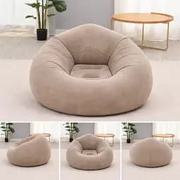 Надувне крісло-пуф Inflatable Sofa / Надувне крісло-мішок 110х110х85 см Бежевий - мініатюра 2