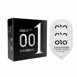 Гладкі презервативи ультратонкі Olo Feelihg Ultrathin 0,01мм подвійна змазка M 51-54 мм 3 шт