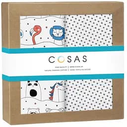 Пелюшки дитячі багаторазові Cosas Animals CS2 2 шт 80х100 см (Бязь_ЗвіріМотуз_ГорохСірий)
