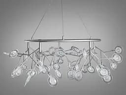 Эффектная люстра подвесная для кухни "Светлячок", 45 ламп, хром сатин