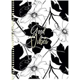 Зошит для записів Genius А5, в клітинку, спіраль, 80 л., Квіти чорно-білі (B5-SC-080-6084K)