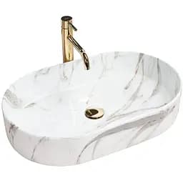 Умивальник Rea Nadia Shiny Aiax накладний мармур REA-U6506, Мармур