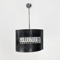 Світильник з чорною екошкірою та кришталевими камінчиками | Арт. S 006/2 BK | Line F